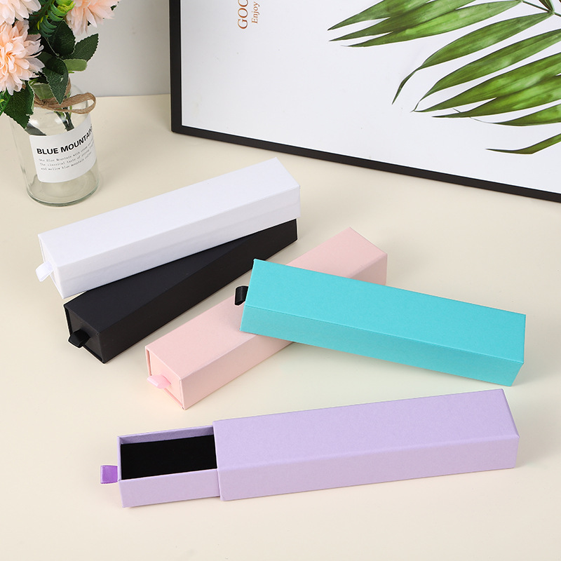 5 pièces coloré Long tiroir bijoux collier montre organisateurs stockage carton boîte pour les femmes emballage fournitures