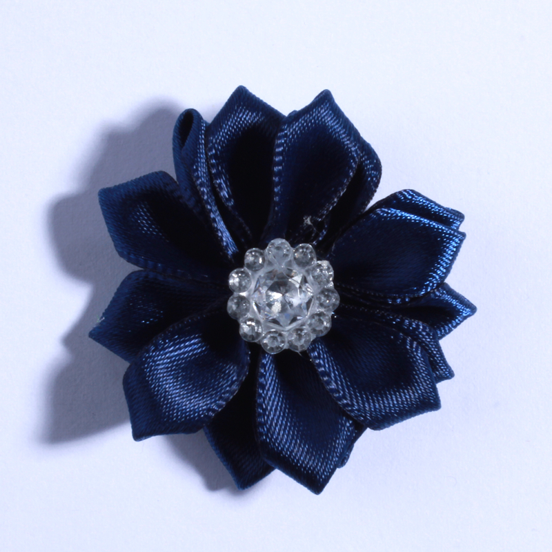 120PCS 4CM Multilayer Mini Satin Flower With Acrylic Button Silk Ribbon Fabric Flower For Head Wear U Pick Color
