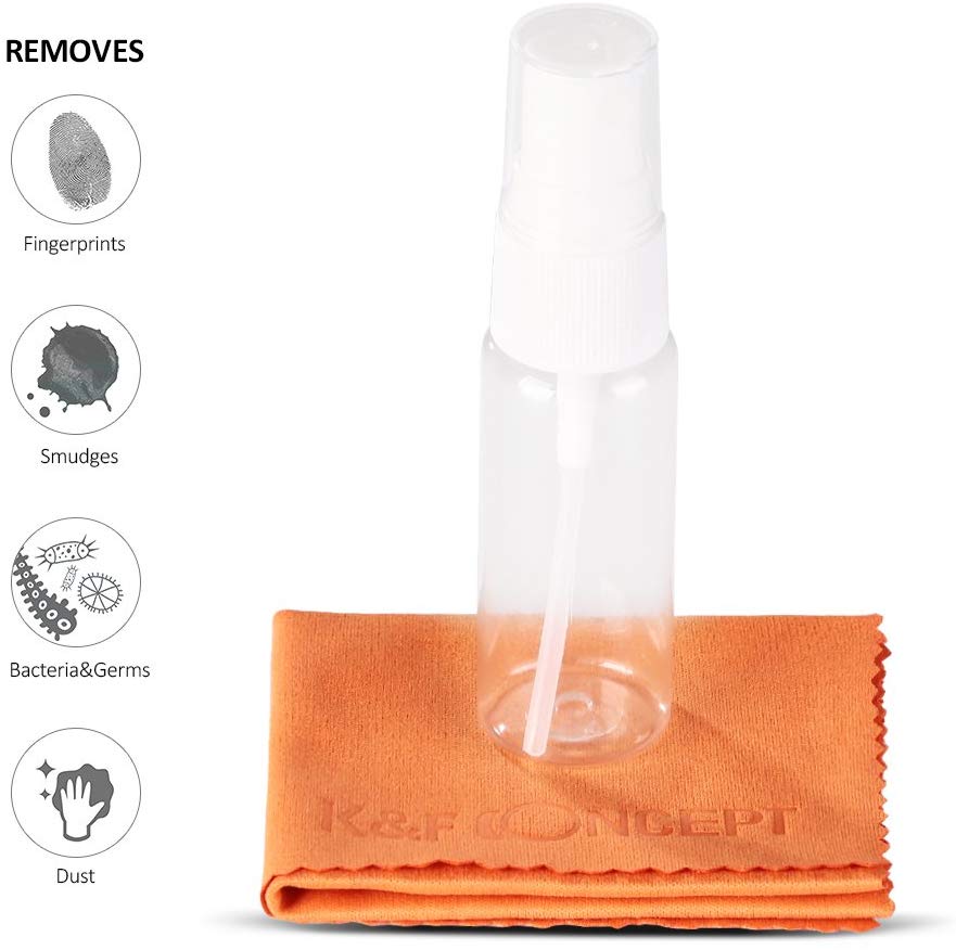 K & f conceito conjunto de limpeza para câmera e lente 5 em 1 escova de limpeza fole panos de microfibra limpeza papel vazio spray garrafa