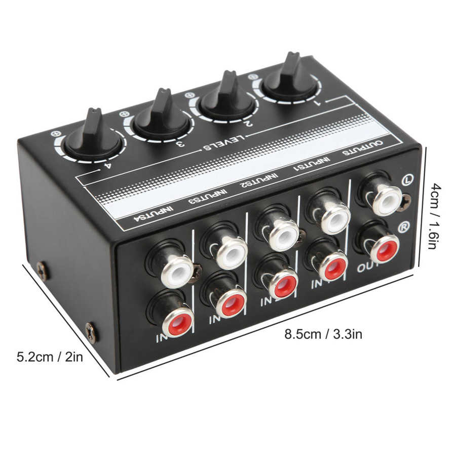 Stereo Mixer Uitgebreide Controle Audio Splitter Box -12dB Gain Voor Cd Spelers Voor Kleine Club Stereo 4 ‑Channel Hub audio Effect