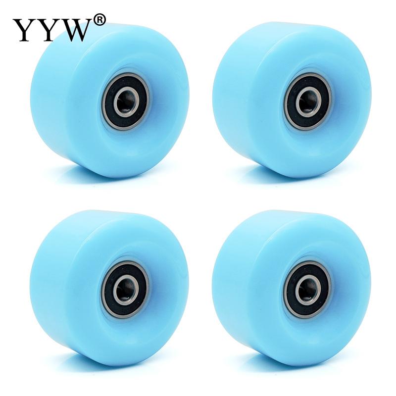4Pcs Wielen Pu 82a 58X32 Mm Quad Rolschaatsen 2 Rij Lijn Weg Sliding Schaatsen Schoenen Sneakers met Kogellager Witte Accessoires: light blue 4 pcs
