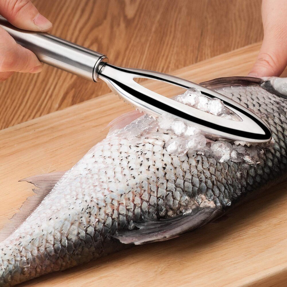 Kitchen Stainless Steel Manual Fish Scales Scraping Fish Seafood Tools Planer Cleaner Gadget Fish Cleaning Tweezers Gadget