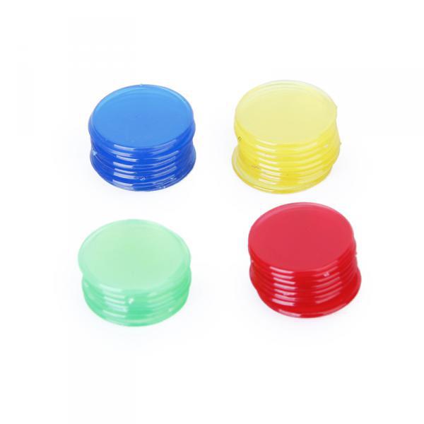 2 Packs 100pcs Plastic Count Bingo Chips Markers for Bingo Game Cards 2cm 4 Colors Red/Yellow/Blue/Green