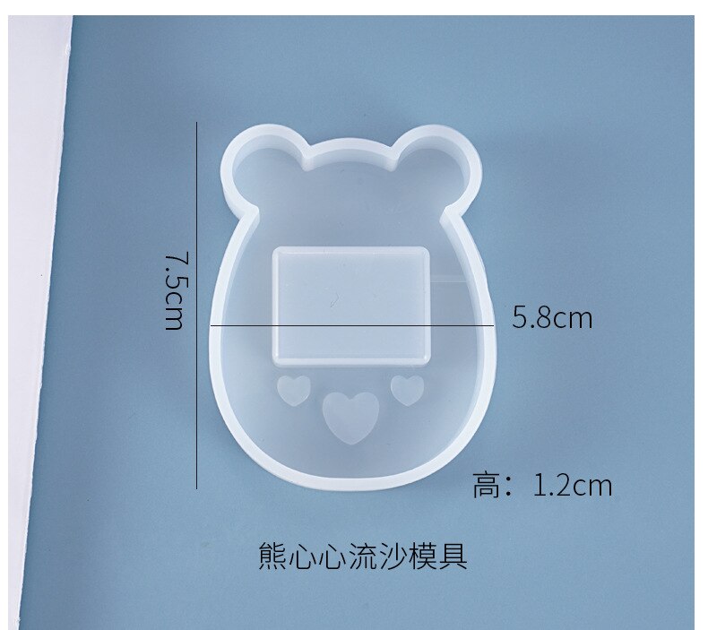 DIY Shaker Molds Chicken Bear Cute Bear Sheep Shaped Silicone Resin Mold Jewelry Molds Jewelry Accessories: bear with 3 hearts