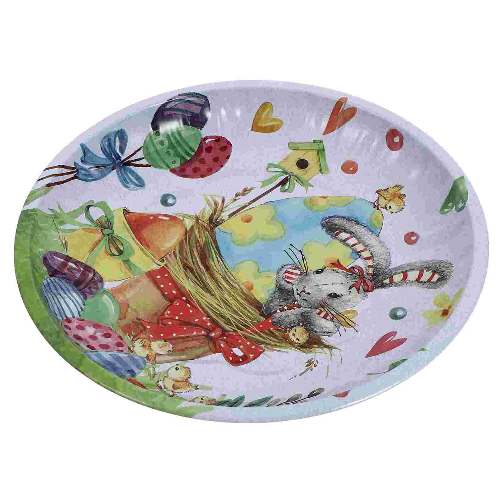 1 Pc Plate Easter Fruit Serving Plate Easter Bunny Fruit Plate Easter Iron Plate for Easter Home Parties: Happy rabbit