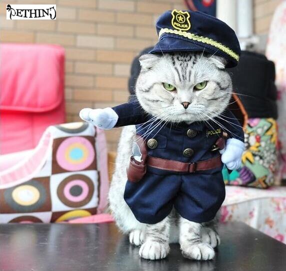 Police style Dog Cat Funny Party costume dog jumpsuits Pet Dog Clothes role play Pet dog apparel