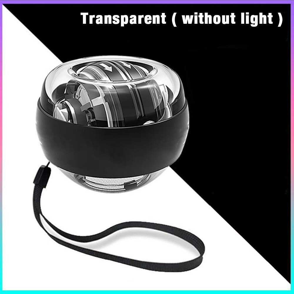Self-starting Powerball Wrist Power Hand Ball Muscle Relax Spinning Wrist Trainer Exercise Equipment Strengthener With LED Light: black