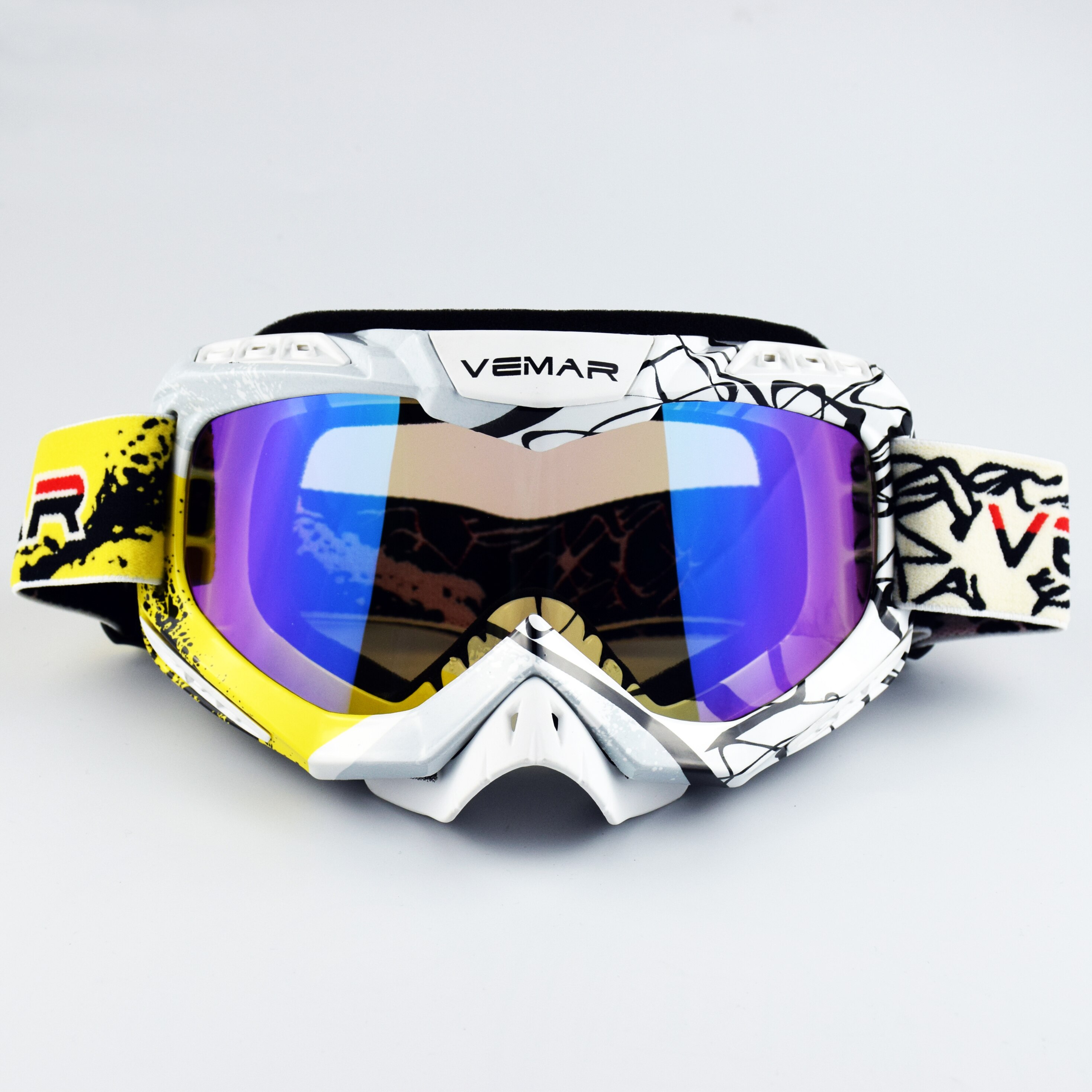 VEMAR Moto cross lunettes saleté vélo Moto cross lunettes Moto Cross lunettes vtt MX équitation lunettes masque moto cross: Yellow-QU1026