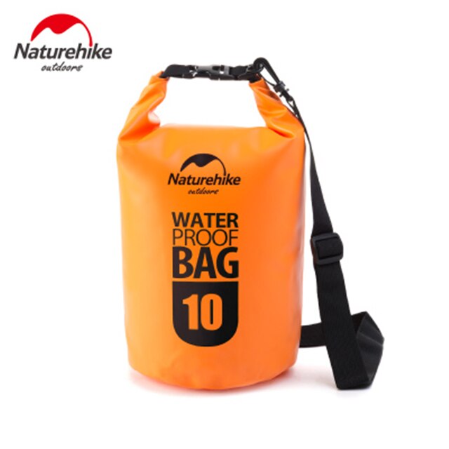 Naturehike-bolsa seca impermeable de 5L, 10l, 15l, 20 litros, bolsa seca con correa para el hombro, para playa, natación, kayak, acampada: Orange 10L