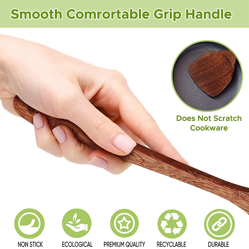 2 Pack Houten Spatel Voor Koken, Houten Wok Spatel Van Ongeverfd Handgemaakte Door Natuurlijke Hout