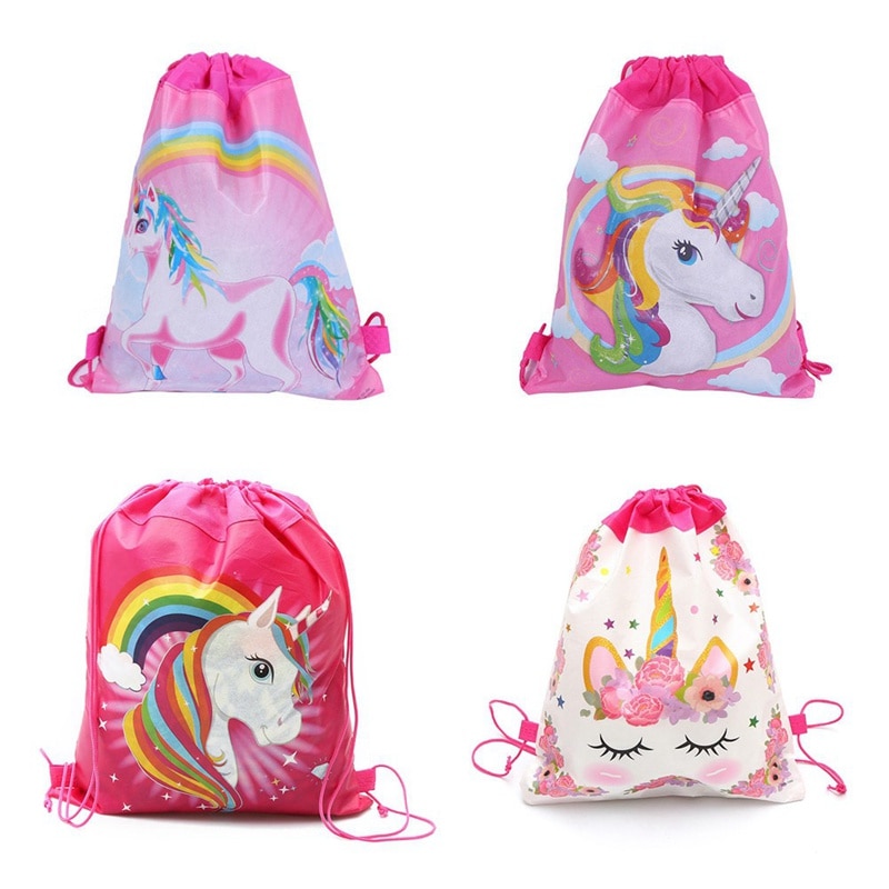 Unicorn Drawstring bag for Girls Travel Storage Package Cartoon School Backpacks Children Birthday Party Favors 34cm*27cm