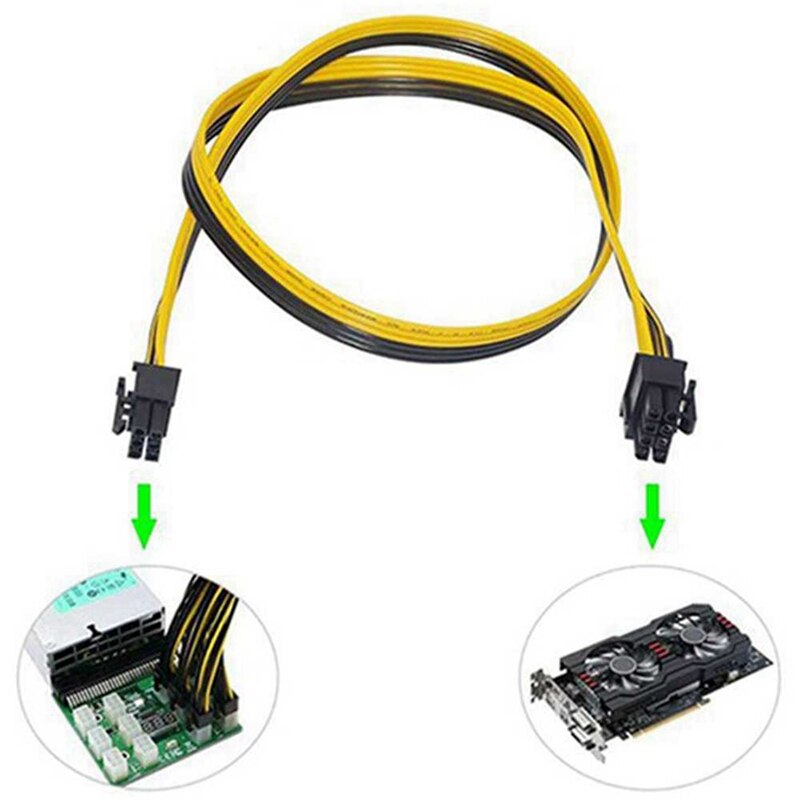 6 Pcs 6 Pin Male Naar 8 Pin (6 + 2) mannelijke Pci-E Pcie Voedingskabel Psu Gpu Pc 60Cm