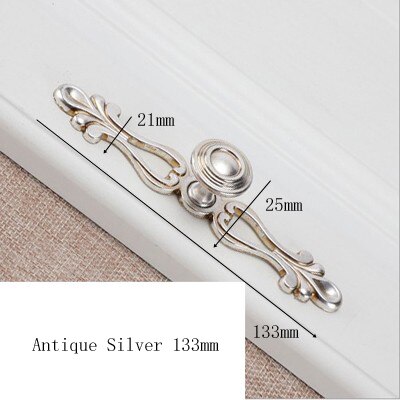 Antique Silver Black Bronze Furniture Handle Kitchen Cabinets Small Door Drawer Handle Wardrobe Cupboard Dresser Pull Door Knobs: Antique Silver 133mm