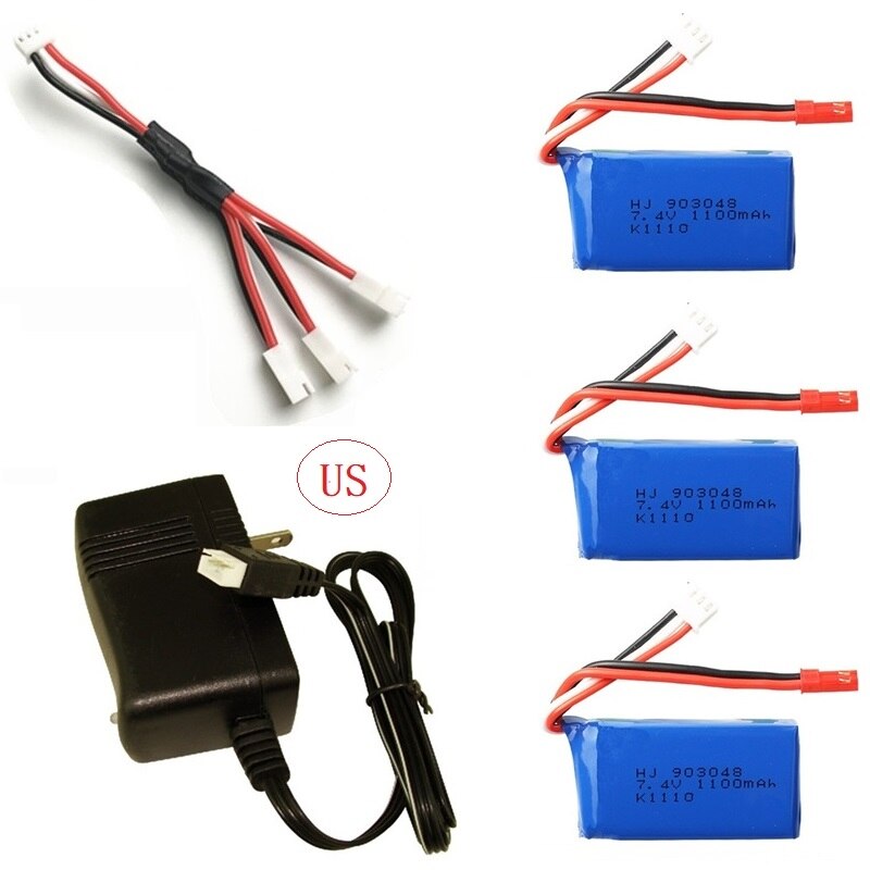 3Pcs for Wltoys A949 A959 A969 A979 K929 LiPo Battery 7.4V 1100mah 903048 25c Lipo Battery For RC Helicopter Airplane Cars Boats: Navy Blue