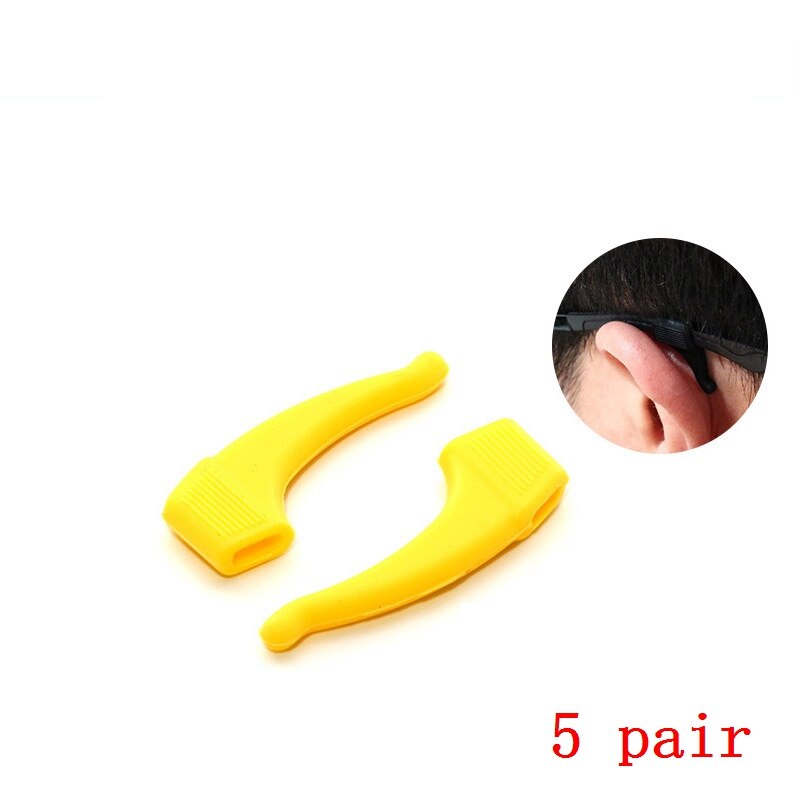 ZRHUA 5 Pair Eyeglass Anti-slip Earmuffs Silicone Holder Spectacle Glasses Eyewear Accessories Glasses Anti-slip Ear Hooks: yellow