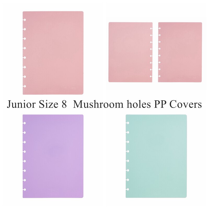 Junior/Letter/A5/A4 PP Notebook Covers with Mushroom Holes for DIY Daily Planner Schedule Loose Leaf Paper Cover A1909-043