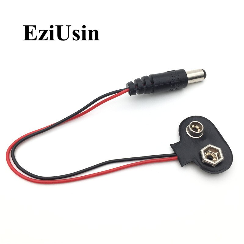 Adaptador de batería 6F22 9V, clip de conector a presión, soporte de cables de plomo DC 5,5x2,1, Clip de cable de alimentación para Arduino BATTERI PLUG, 10 Uds.