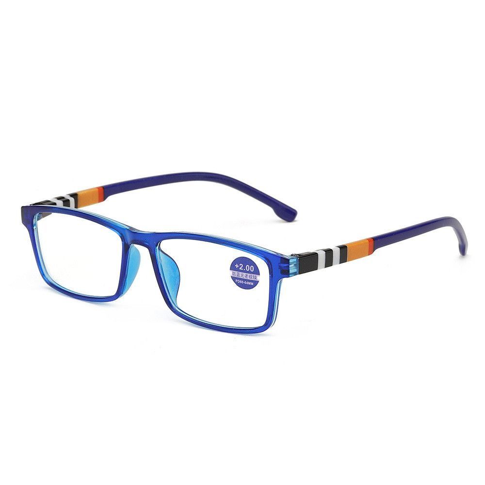 Gafas de lectura multifocales con luz azul, lentes cuadradas con bloqueo de rayos azules, progresivas, cerca del lejano, protección ocular ultraligera: Rojo / + 50