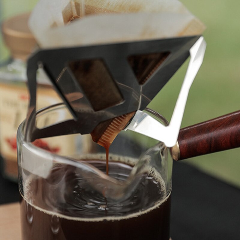 Taza de filtro de café reutilizable, soporte de acero inoxidable, embudo de malla, goteador de café al aire libre, estante plegable para acampar, herramientas de cocina
