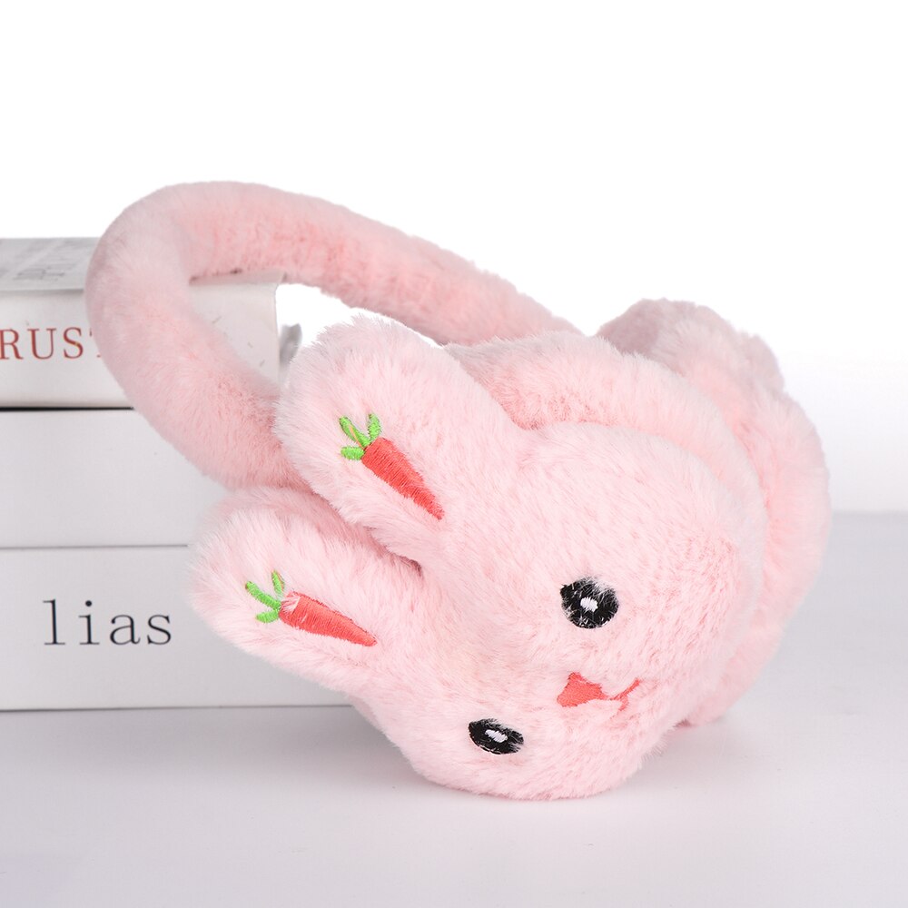 Lovely Winter Ear Muffs Ear Warmer Thicken Plush Unicorn Earmuffs Fluffy Sequin Ear Cover Cute for Cold Weather: Rabbit-pink