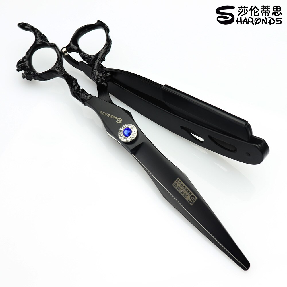 Sharonds 7- tommer japansk 440c salon barber shop skære saks barbermaskine rustfrit stål frisørsaks: 6 sæt med etui