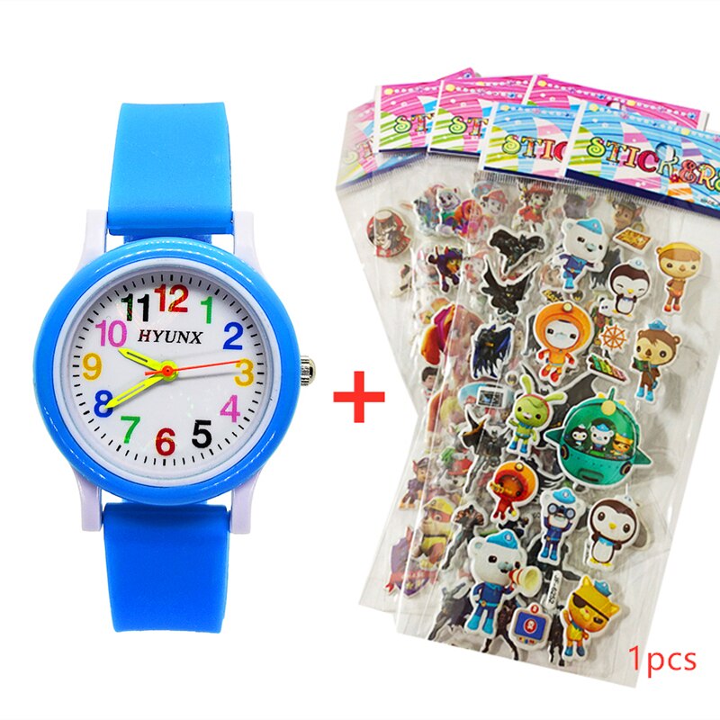Quartz Kinderen Horloge Baby Leren Om Tijd Klok Kinderen Horloges Kids Kerstcadeau Kind Digitale Elektronica Horloge: Sky Blue