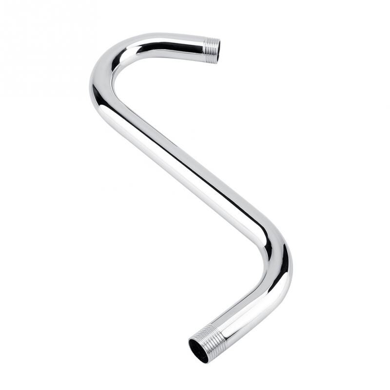 8inch High Rise Extension Stainless Steel S-Curved Goose Neck Shower Arm Chrome Plated for Bathroom Shower