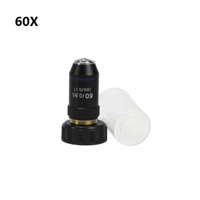 195 Achromatic Objective Lens 4X 10X 20X 40X 60X 100X f/ Biological Microscope Lens Coating RMS 20.2mm Standard Thread Interface: 60X