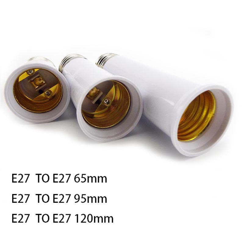 2pcs 65mm 95mm Bulb Adapter E27 to E27 extender LED Lamp light Base Socket Extension Converter Connector CFL Light Bulb Adapter