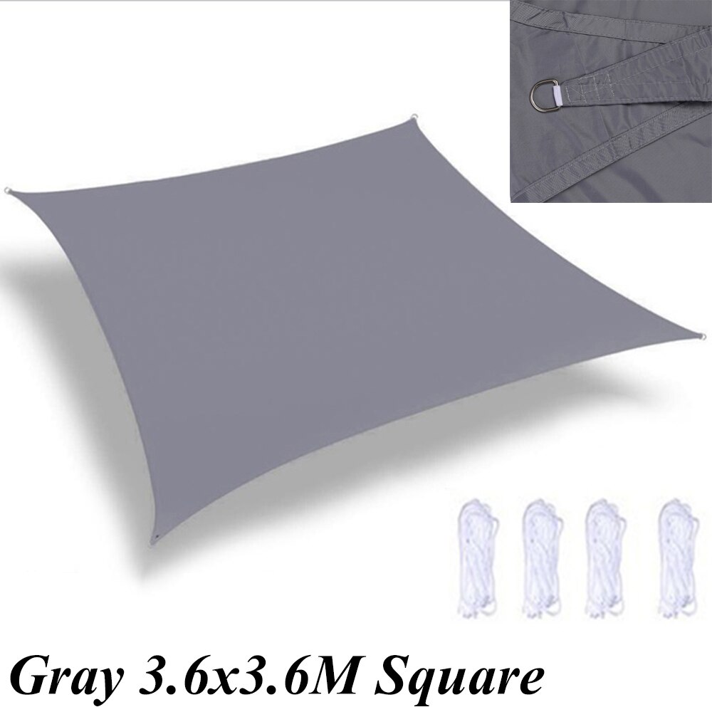 Imperméable Anti-UV soleil ombre voile canopée voiles auvents abri Durable Triangle Rectangle carré pour jardin de cour avec des cordes: Gray Square L