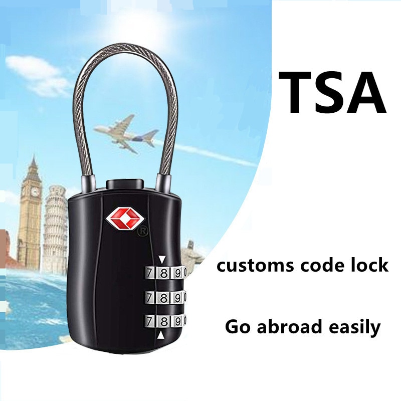 3 Digits TSA Steel Wire Lock Combination Padlock Customs Code Lock Anti-theft Travel Abroad Luggage Bag Suitcase Trolley Case