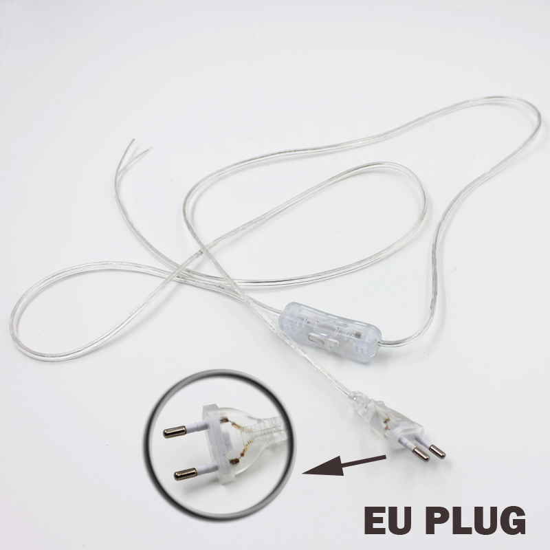 1.8m linjers kabel på av strømledning for led-lampe med knappbryter eu-plugglysbryter gjennomsiktig ledning 304 skjøteledning