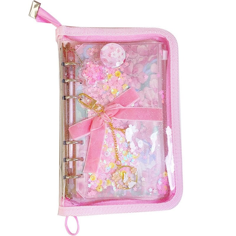Cuaderno de hojas sueltas A6 Sakura, 90 hojas de papel, carpeta, flores de cerezo, diario