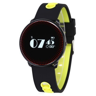 Newest CF007 Waterppoorf Smart Bracelet With Heart Rate Blood Pressure Weather Forecast Remind Fitness Wristband: Yellow And Black