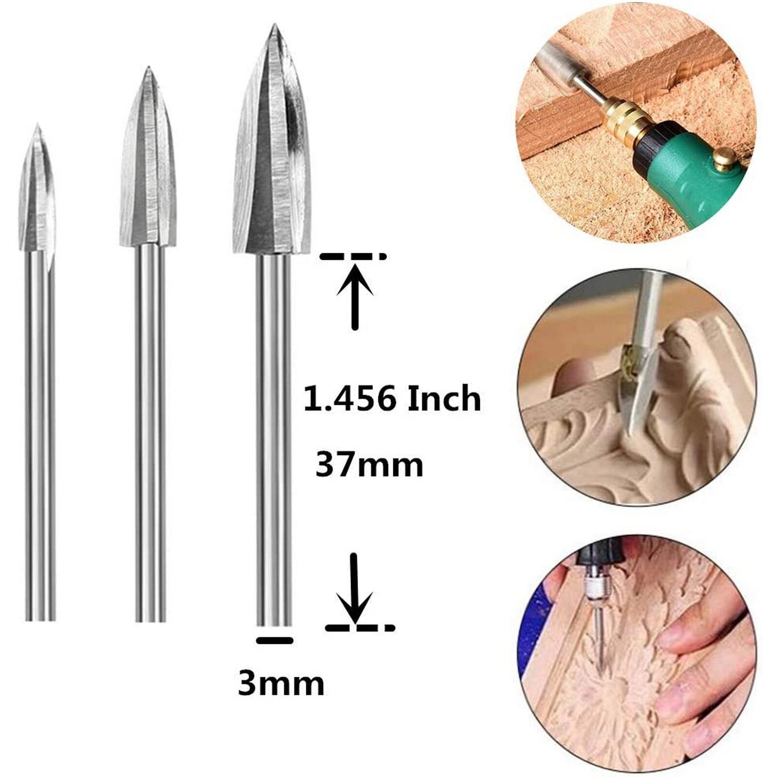 5pcs Woodworking Carving High-Speed Steel Drill Bits Wood Grinding Engraving Milling Cutter Tools Hand Tool Set