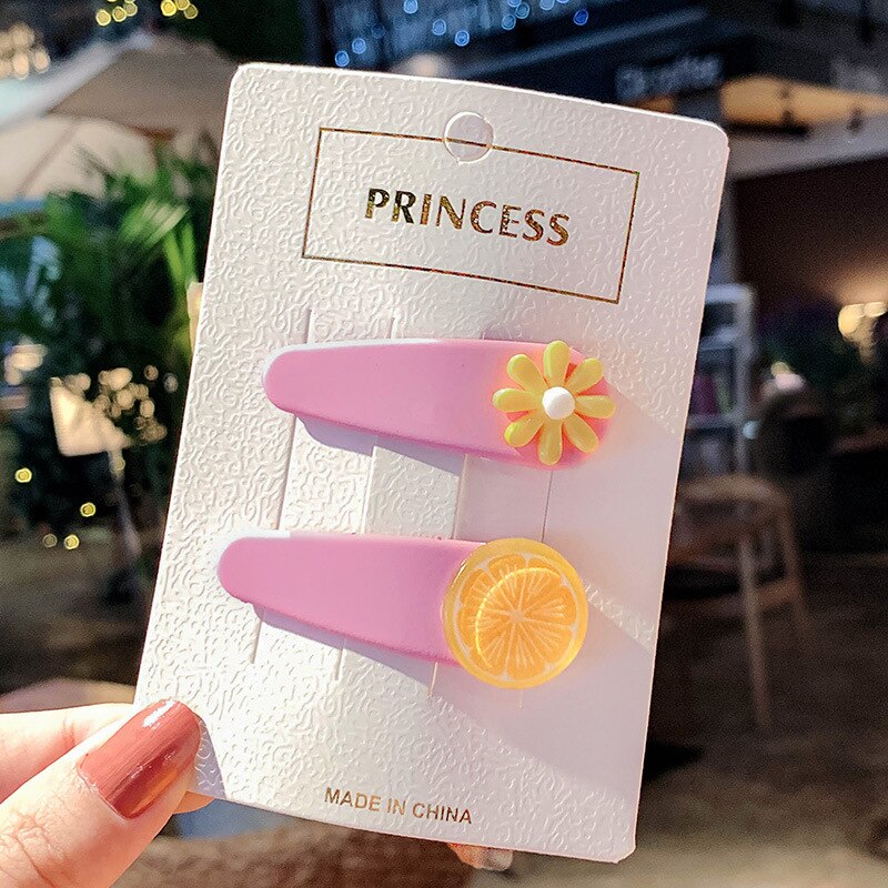 2 pçs criança meninas do bebê crianças pérola flor bohemia grampos de cabelo acessórios grampos de cabelo dos desenhos animados barrette presente foto: E