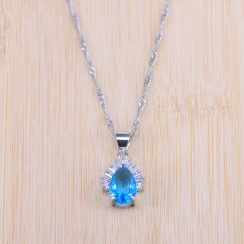 Risenj beaucoup de couleurs goutte d'eau carré blanc cubique zicon couleur argent bijoux boucles d'oreilles anneau collier ensemble pour les femmes