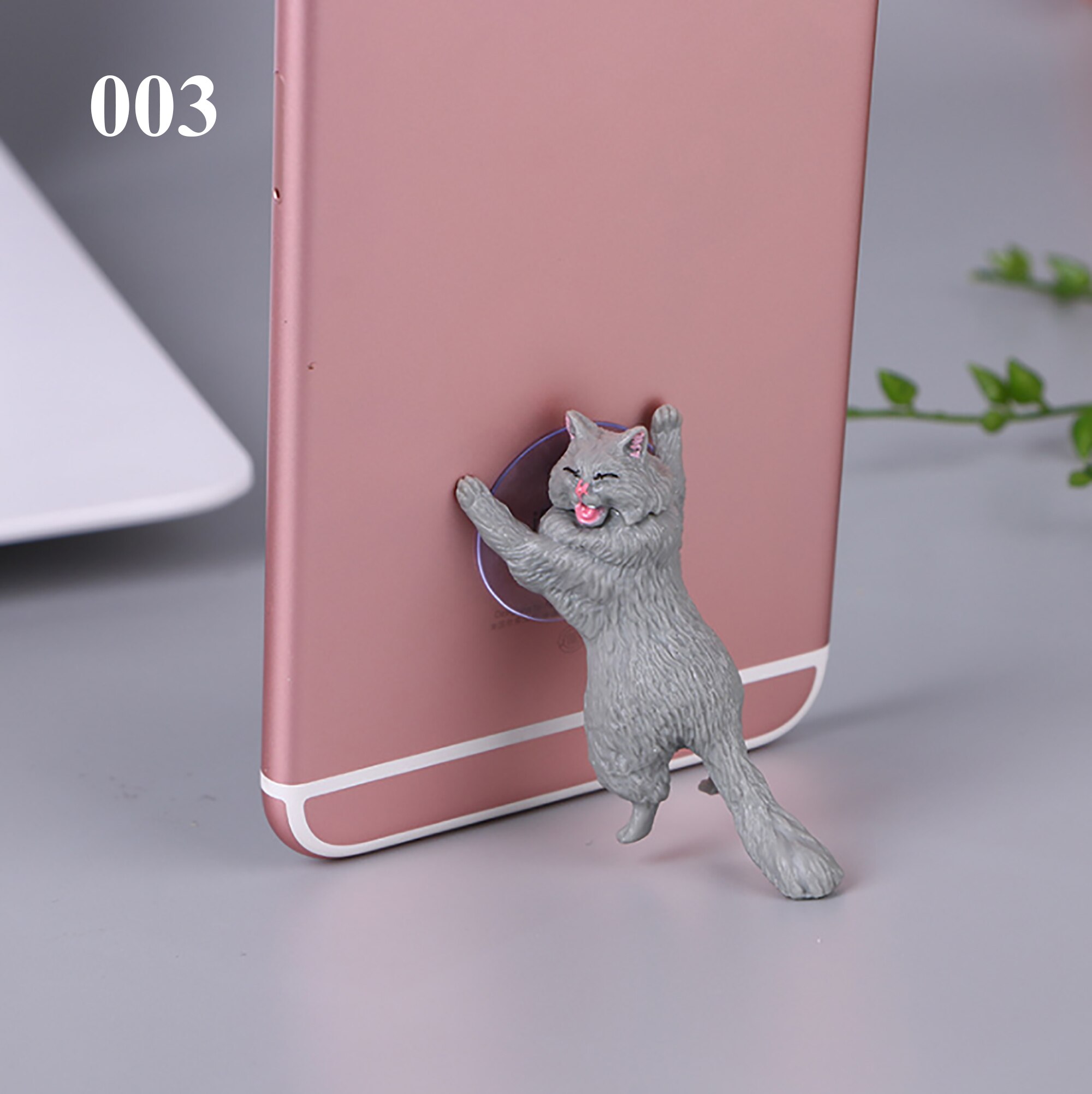 6pcs Small desk Suction Cup Mount Desktop sceen Stand Tablets holder Desk Sucker Animal phone screen Holder: 003 cat