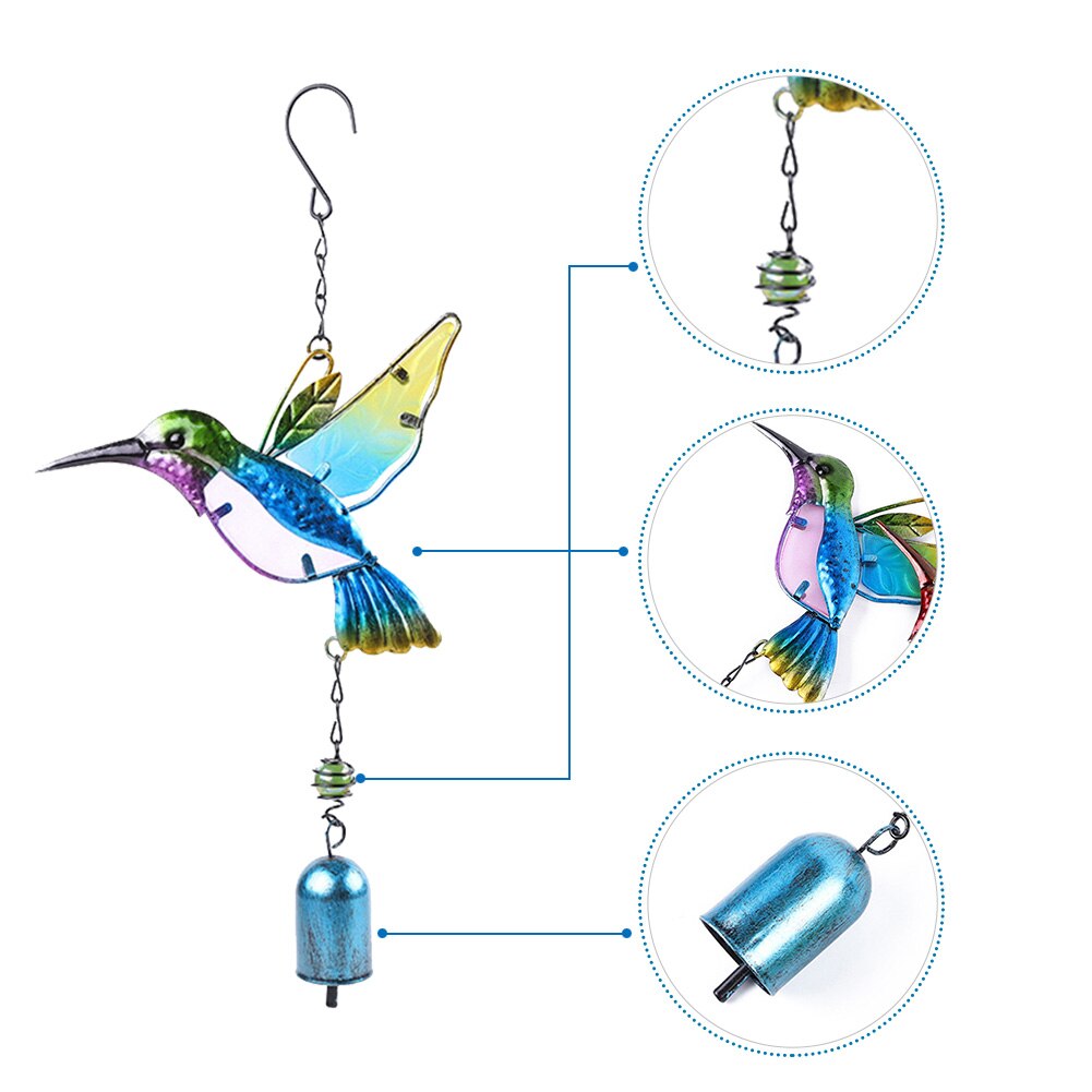 Mobile Hummingbird Dragonfly Romantic Hanging Garden Patio Home Decor Indoor Outdoor Art Craft Festival Wind Chime Balcony