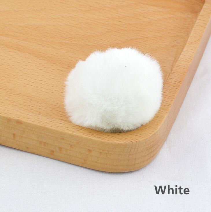 20 stks/partij 3.5cm Faux Fur PomPom DIY Konijn Haarwortel Tas pom pom Bal sleutelhanger Voor Vrouwen Auto haarspeld Zak Sleutelhanger Hoofddeksels: white