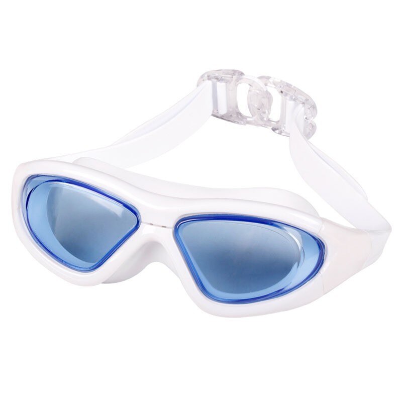 Zwembril Volwassen Anti-Fog Hd Mannen En Vrouwen Platte Zwembril Oogbescherming Zwembril Zwemmen apparatuur: Blue and white