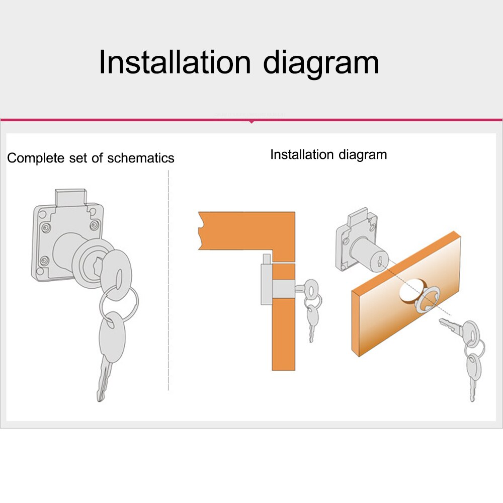 Convenient Drawer Lock Single Swing Office Cabinet Lock Door Lock Display Cabinet Lock With 2 Separate Keys