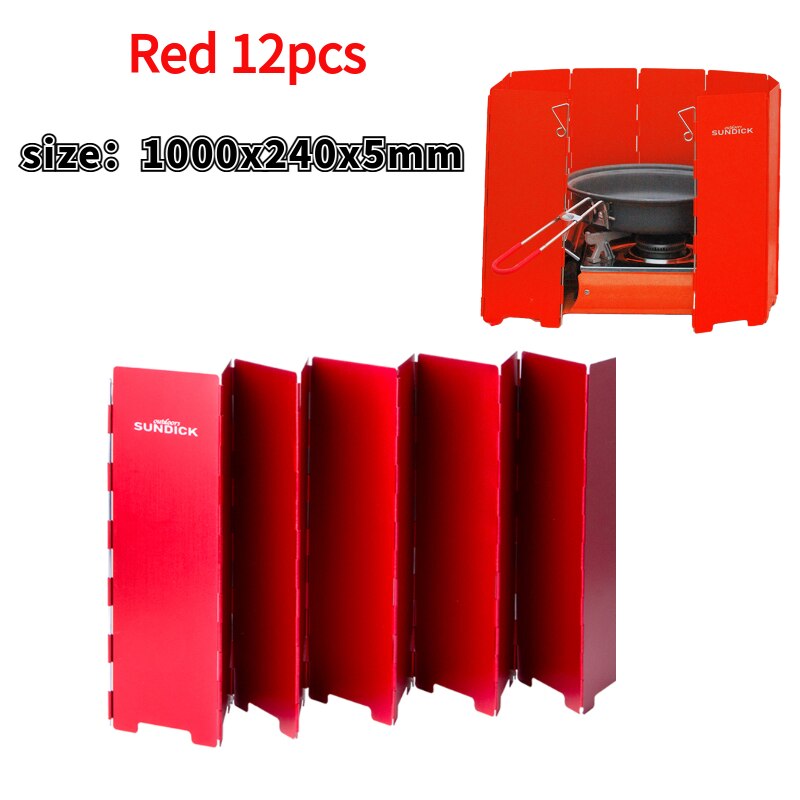 Draagbare Oven Wind Deflector Aluminium Opvouwbare Camping Gasfornuis Voorruit Platen Met Pin Opbergtas: 12pcs red