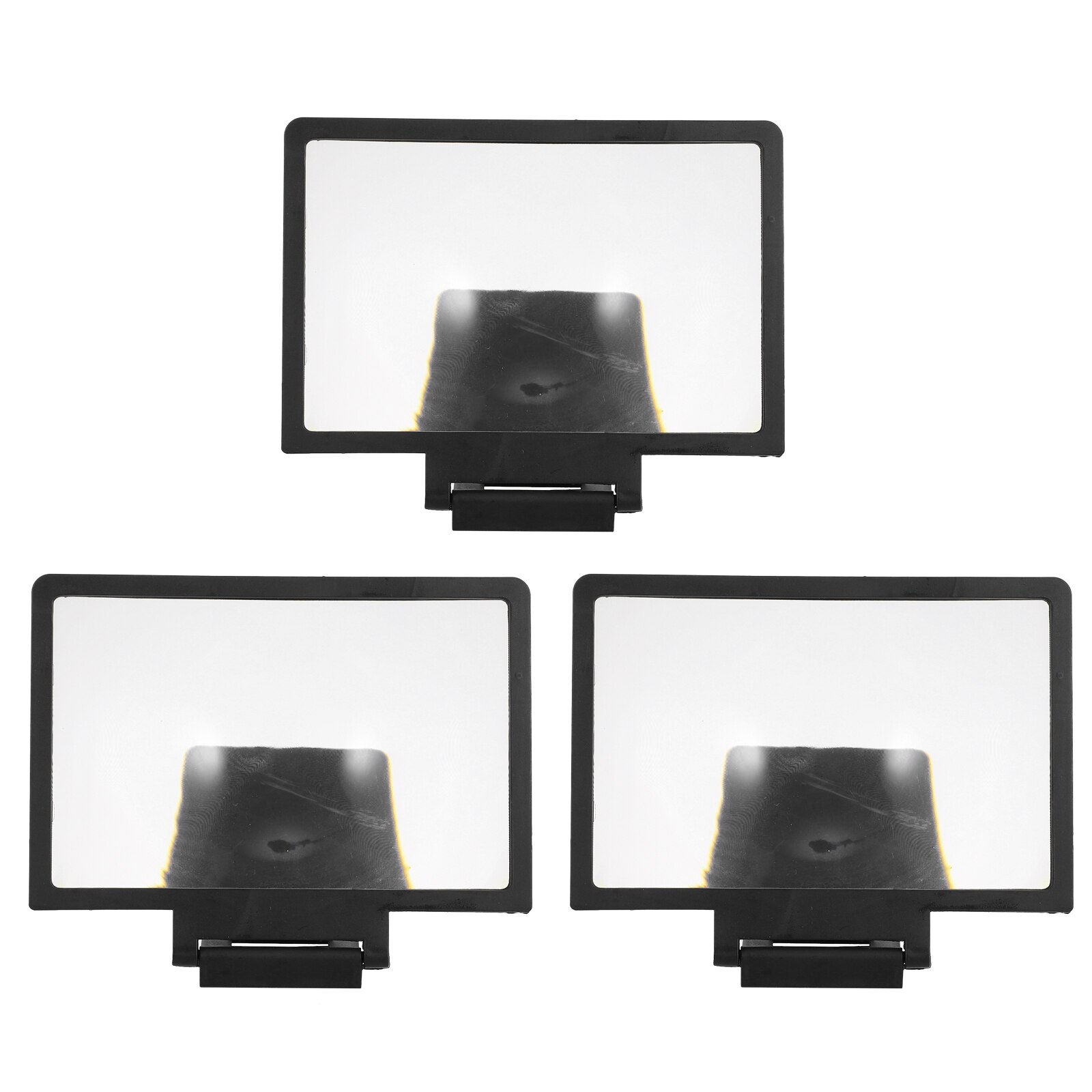 3 Stuks Screen Versterker Multifunctionele Telefoon Houder Screen Vergrootglas Rack: Black
