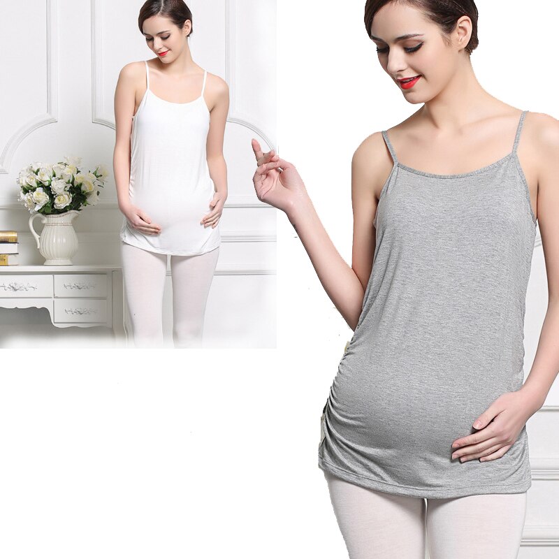 Modal vit svart kvinnor inuti ärmlös mamma gravid linnen sommar vår graviditet kläder t-shirt remsväst