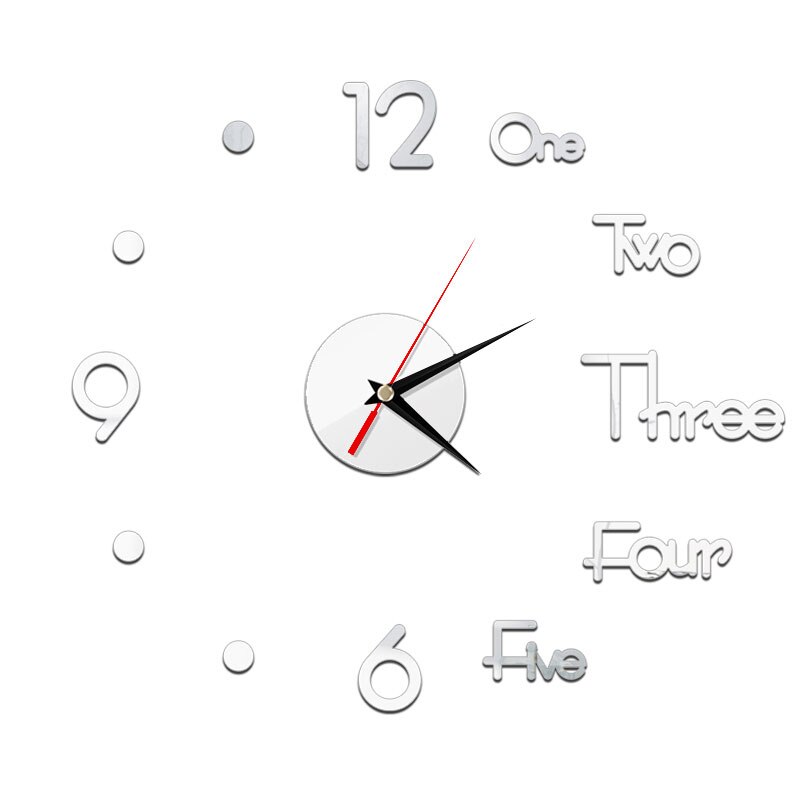 3D Wall Clock Mirror Wall Stickers DIY Wall Clocks Removable Art Decal Sticker Home Decor Living Room Quartz Needle: Silver 8