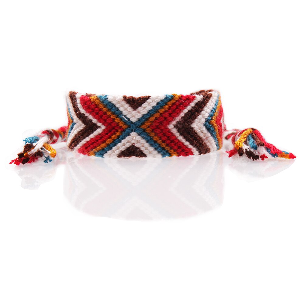 hippie bohemia handwoven multicolor brazilian friendship Bracelet with purple pink red green blue cotton cord braided slipknot