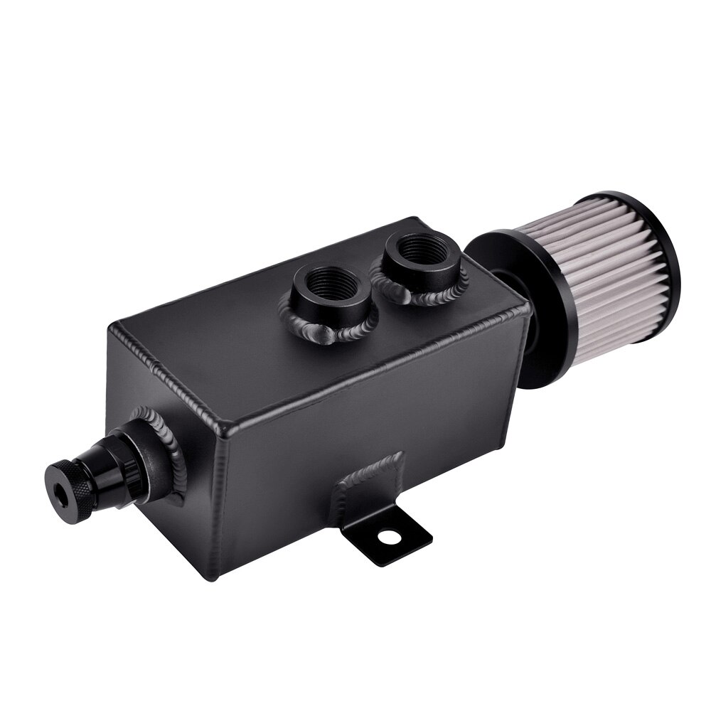 Réservoir de carburant en aluminium 1L | Voiture universelle, prise d'huile, bidon réservoir de carburant avec renflard et filtre robinet de vidange avec filtre à huile, raccord AN10