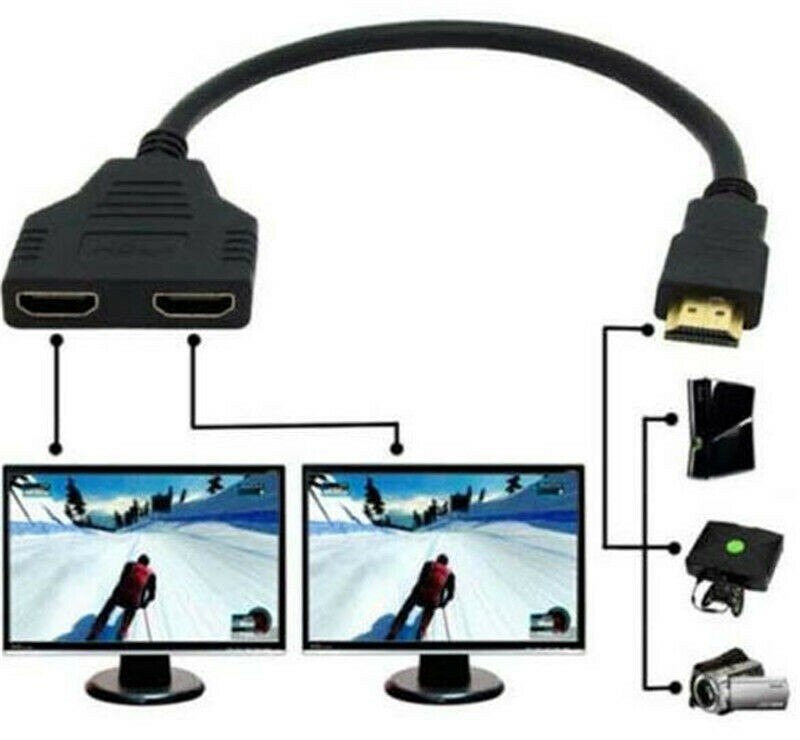 HDMI Splitter Cable 1 Male To Dual HDMI 2 Female Y Splitter Adapter 1080P HDMI Splitter for PC Computer Laptop PS4 HD LED LCD TV