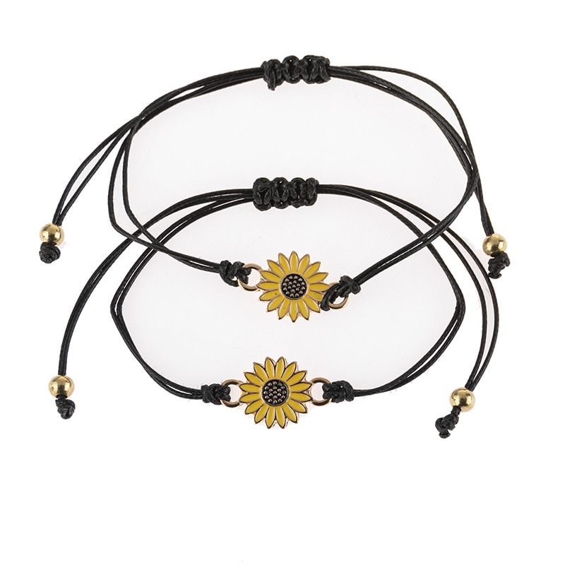 2 stück Legierung Einstellbar gewebte Armbinde Sonnenblumen Sonne Blume Gänseblümchen Armbinde Einstellbar Gewebt Armbinde Liebhaber Schmuck